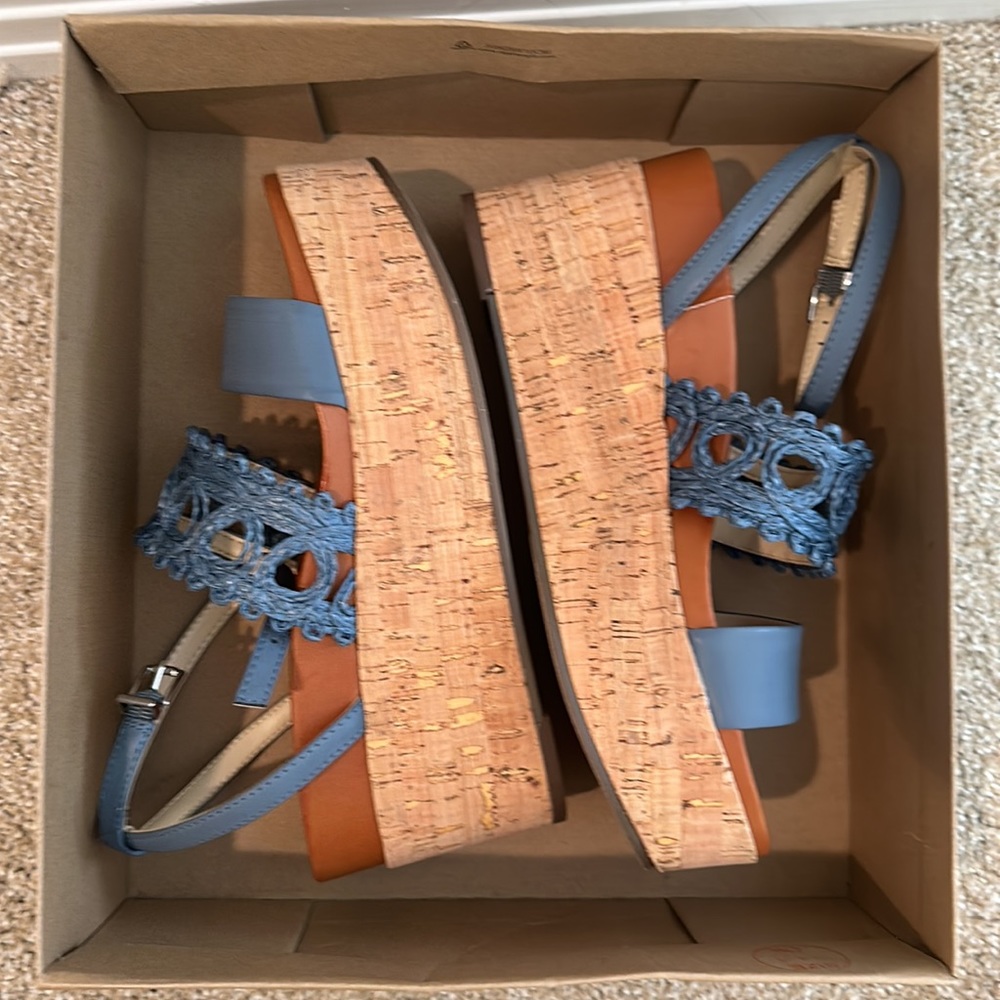 Jessica Simpson JO-CALLRI Blue Wedge Sandal with Cork 7.5 - Picture 2 of 6